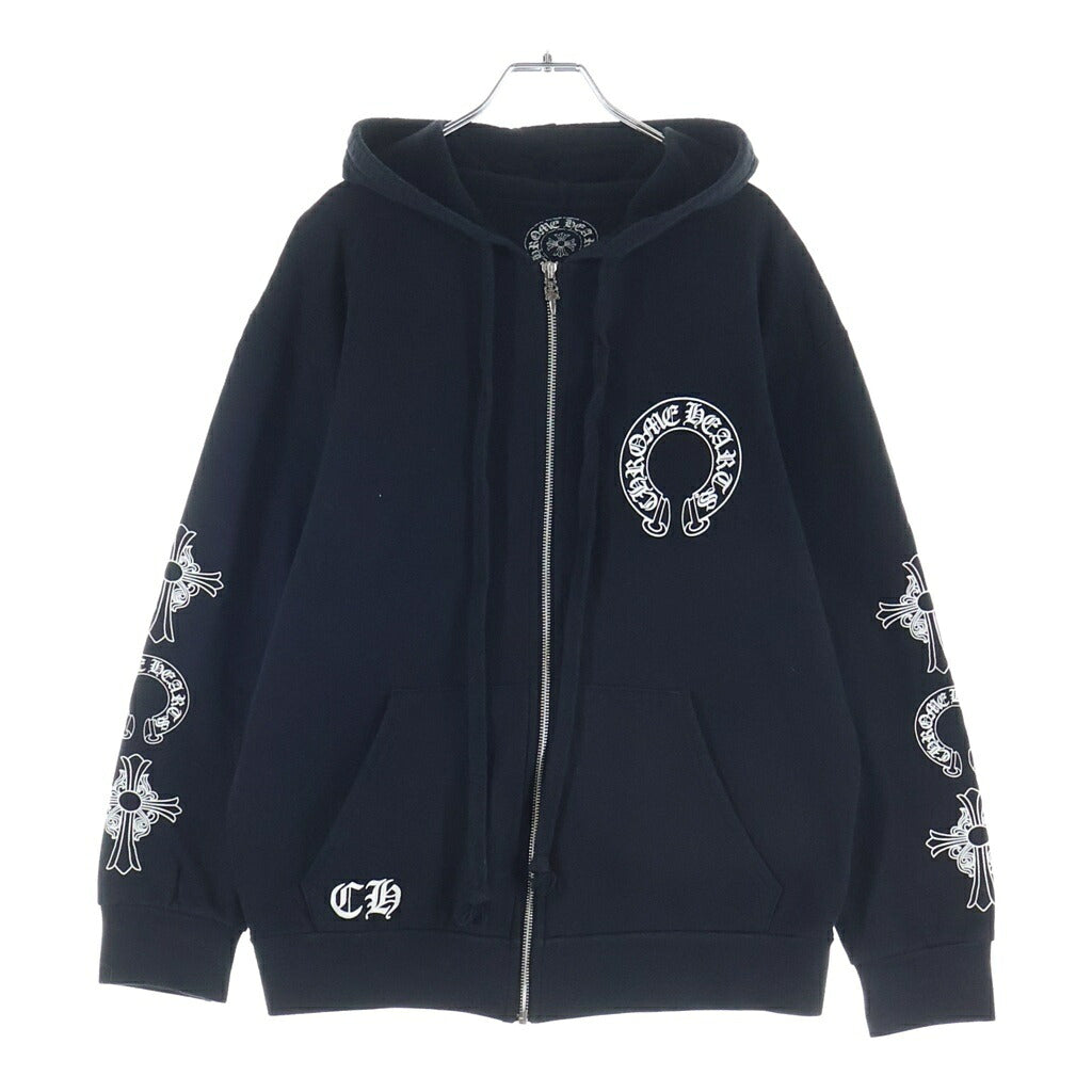 CHROME HEARTS(クロムハーツ) T Bar SWTSHRT HD ZIP Tバー マルチロゴ ジップアップパーカー ブラック