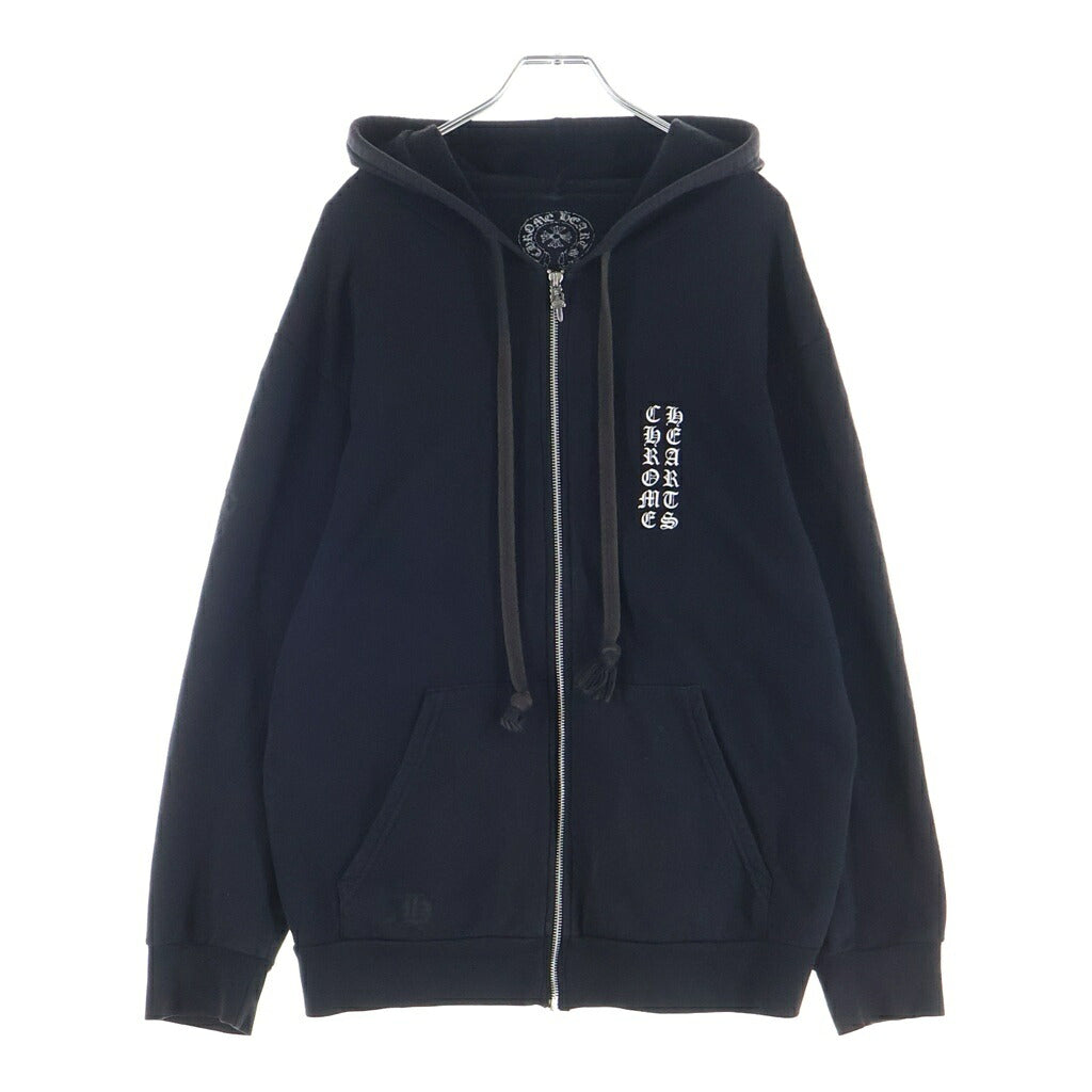 CHROME HEARTS(クロムハーツ) Back Cemetery Cross SWTSHRT HD ZIP バックセメタリープリント ジップアップパーカー ブラック