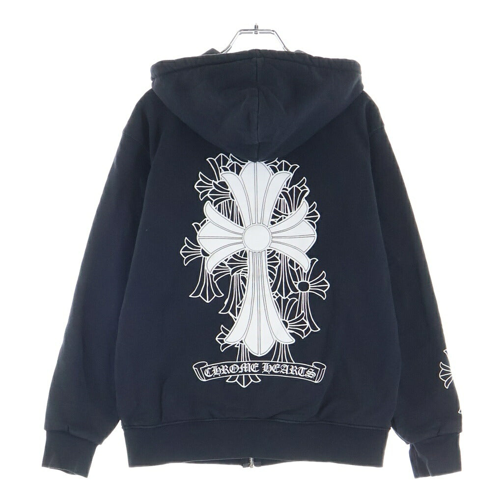 CHROME HEARTS(クロムハーツ) Cemetery Cross SWTSHRT HD ZIP セメタリークロスプリント 裏地サーマル ジップアップパーカー ブラック