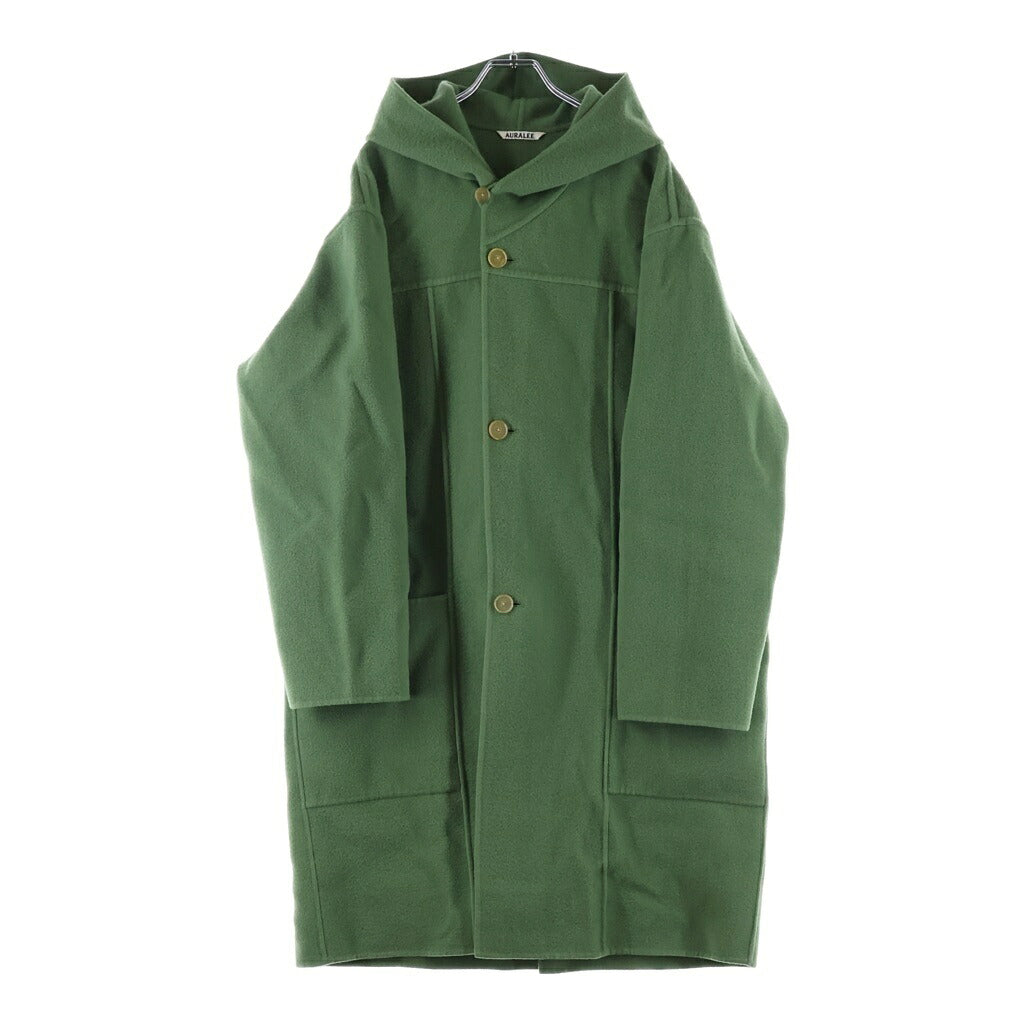 AURALEE(オーラリー) 22AW VELOUR BRUSHED WOOL MELTON HAND SEWN HOODED COAT ベロアブラッシュドウールメルトンハンドソーンフーデッドコート グリーン A22ACO1 WV