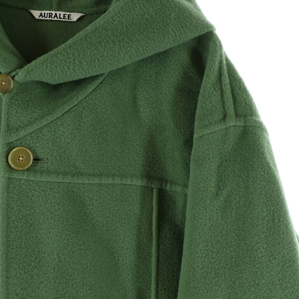 AURALEE(オーラリー) 22AW VELOUR BRUSHED WOOL MELTON HAND SEWN HOODED COAT ベロアブラッシュドウールメルトンハンドソーンフーデッドコート グリーン A22ACO1 WV