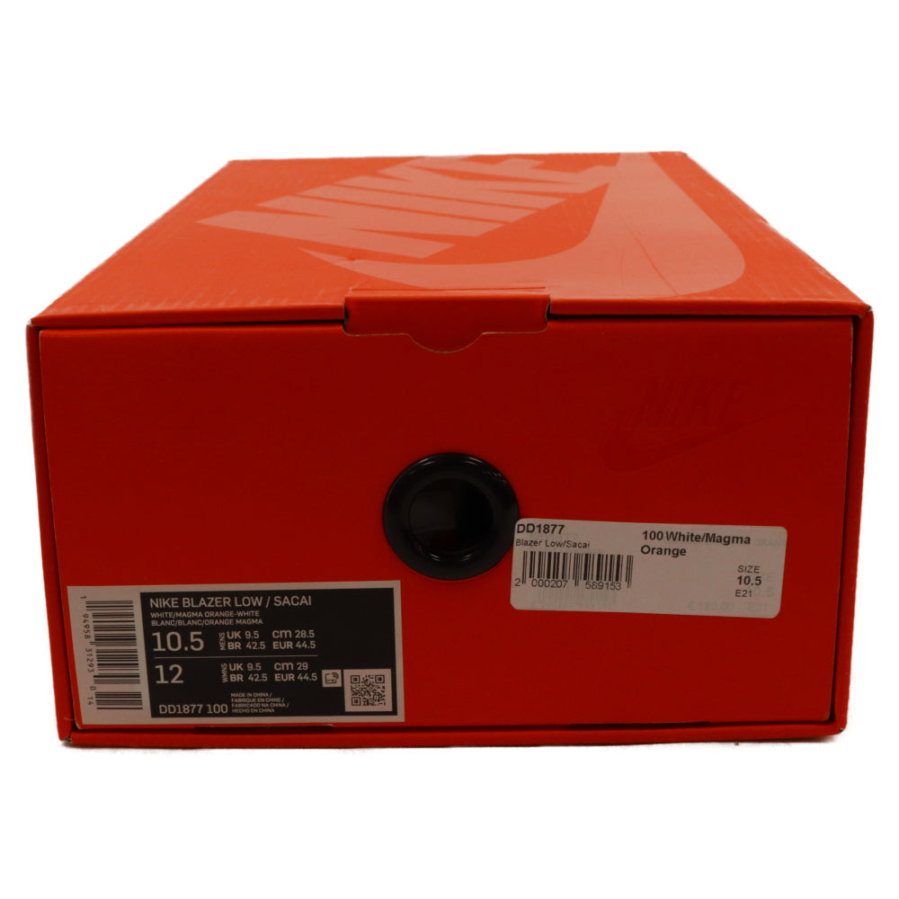 NIKE(ナイキ) ×sacai BLAZER LOW MAGMA ORANGE DD1877-100 サカイ ブレーザーロー マグマオレンジ ローカットスニーカー ホワイト/オレンジ US10.5/28.5cm