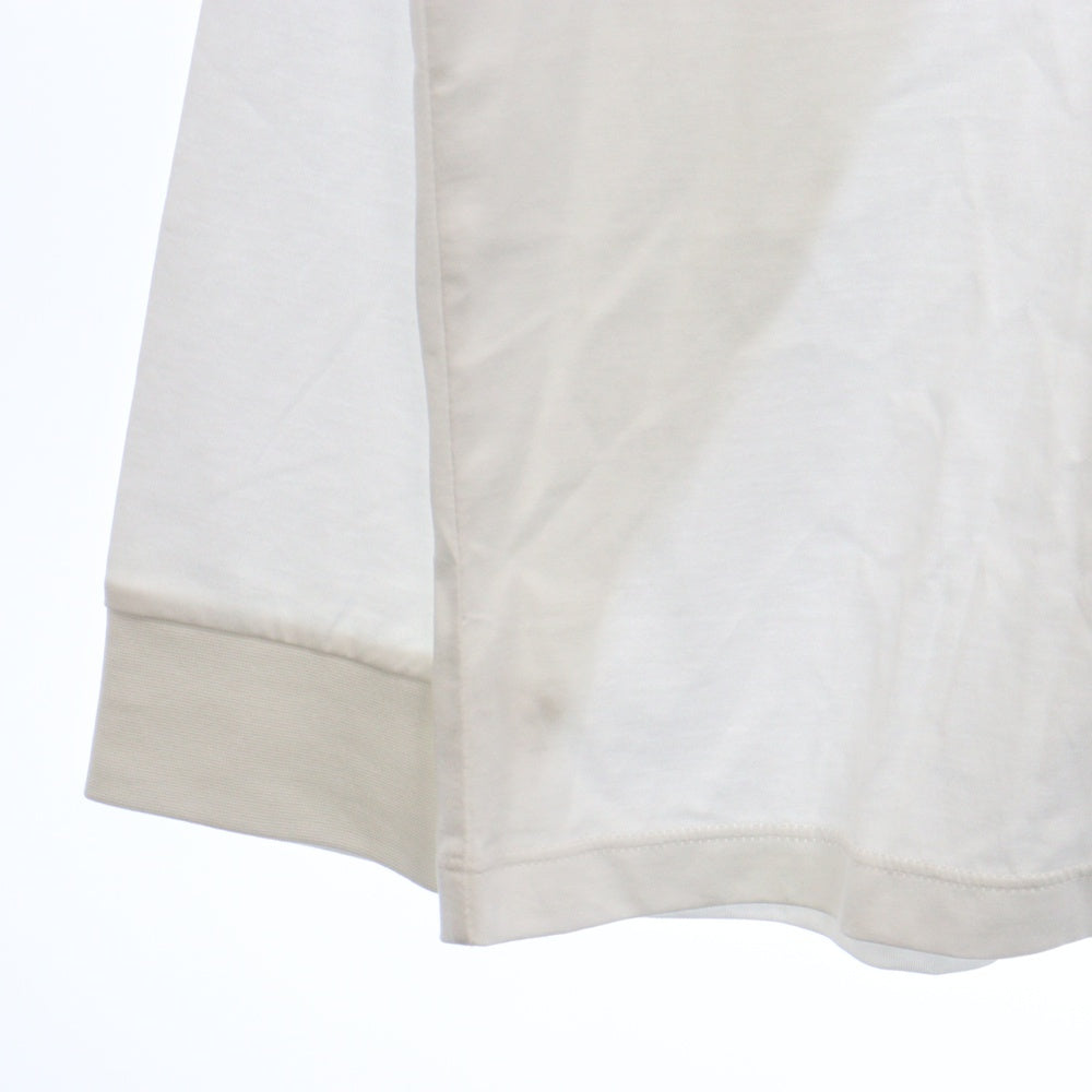 BURBERRY(バーバリー) Jalad Check Neck Long Sleeve T-Shirt 8075188 ジャラッド ネックチェックロングスリーブ長袖Tシャツ ホワイト