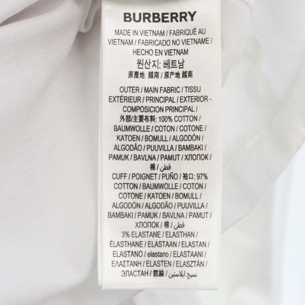 BURBERRY(バーバリー) Jalad Check Neck Long Sleeve T-Shirt 8075188 ジャラッド ネックチェックロングスリーブ長袖Tシャツ ホワイト