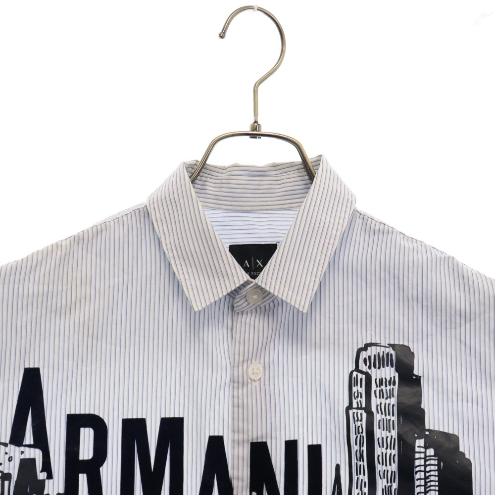 AX ARMANI EXCHANGE(アルマーニ エクスチェンジ) 長袖ストライプシャツ ブルー/ホワイト 6GZC39 ZNHFZ