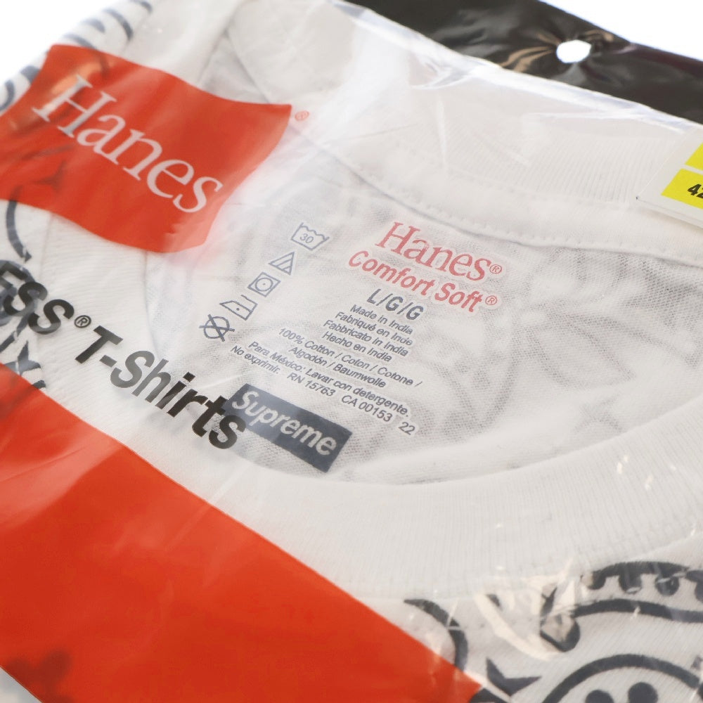 SUPREME(シュプリーム) 22AW×Hanes Bandana Tagless Tee ヘインズ バンダナ総柄プリント半袖Tシャツ 2枚セット