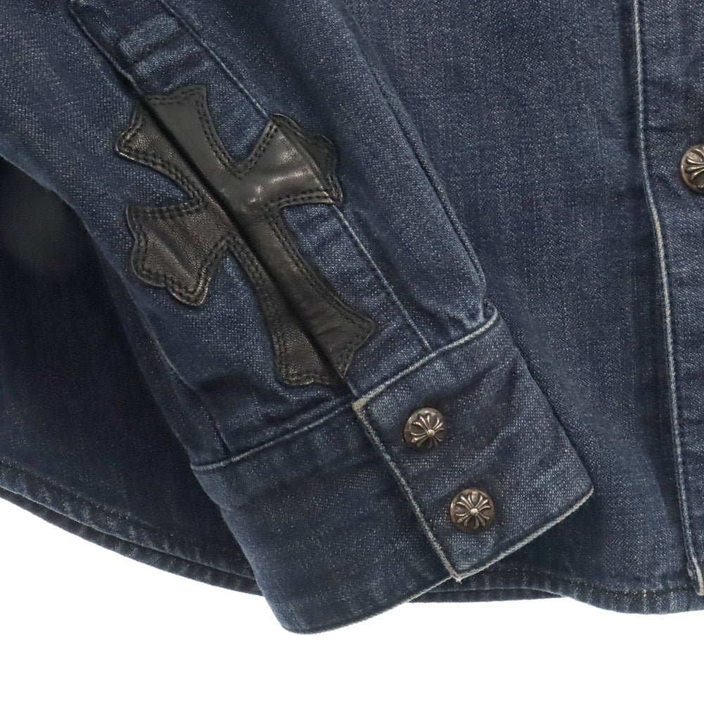 CHROME HEARTS(クロムハーツ) DENIM WESTERN JVPタグ 袖クロスパッチ デニム ウェスタンシャツ 長袖シャツ インディゴ