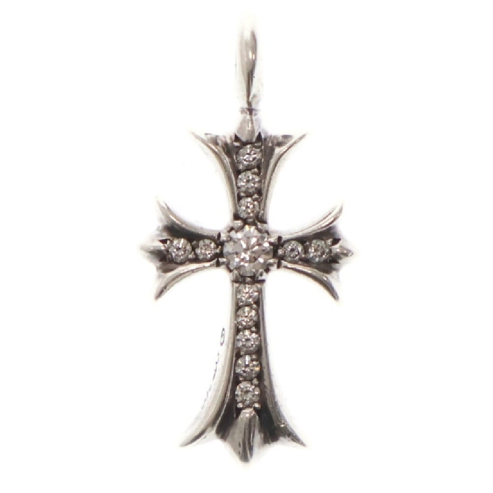 CHROME HEARTS(クロムハーツ) TNY CRSF P DMND タイニーファットクロス PAVEダイヤ ペンダント シルバーネックレストップ シルバー