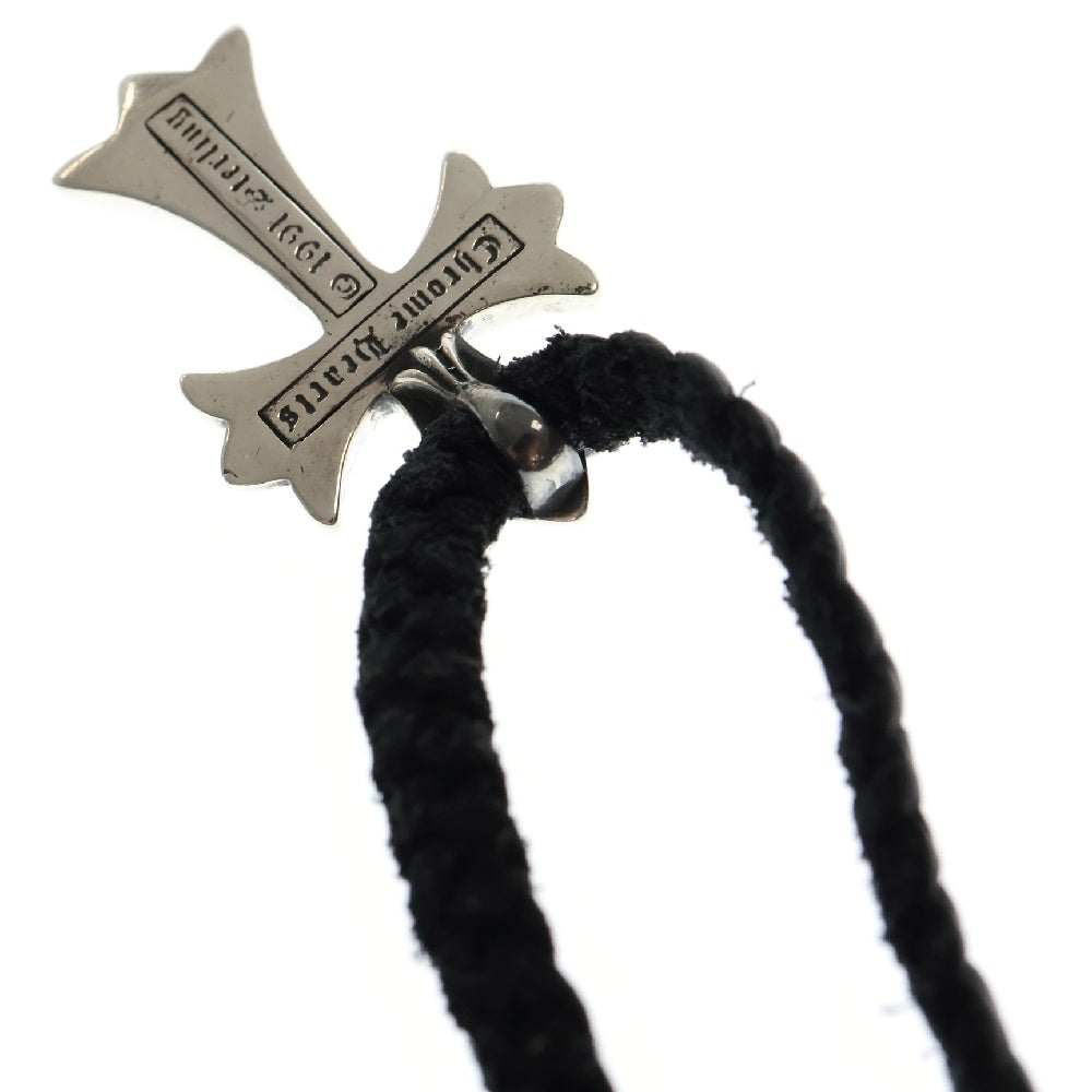 CHROME HEARTS(クロムハーツ) CH CRS SML BC/スモールCHクロス レザーブレイド Wボロチップ シルバーネックレス シルバー/ブラック