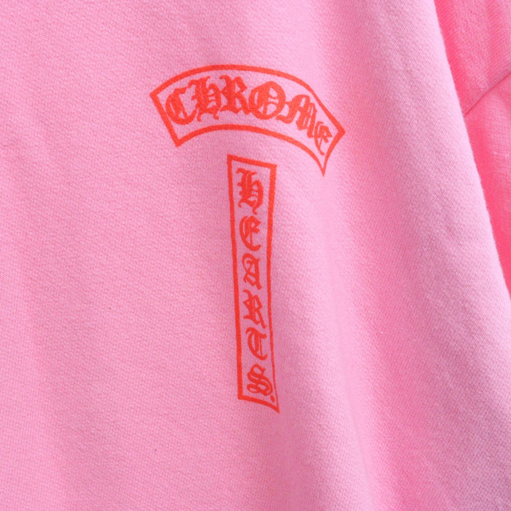 CHROME HEARTS(クロムハーツ) SWTSHRT PLVR オンライン限定 バックアーチロゴ プリント プルオーバーパーカー スウェット ピンク