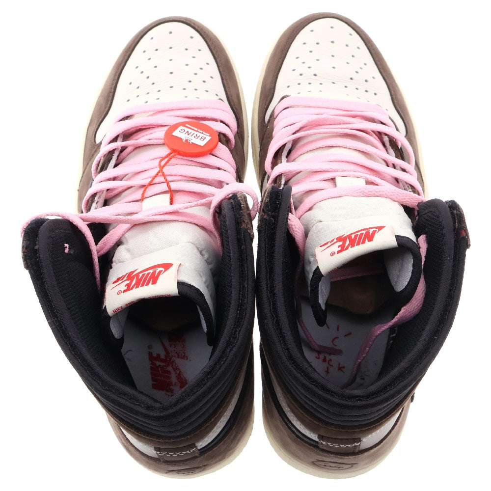 NIKE(ナイキ) ×TRAVIS SCOTT AIR JORDAN 1 RETRO HIGH OG TS SP トラヴィススコット エアジョーダン1 レトロ ハイカット スニーカー ブラウン US10/ 28cm CD4487-100