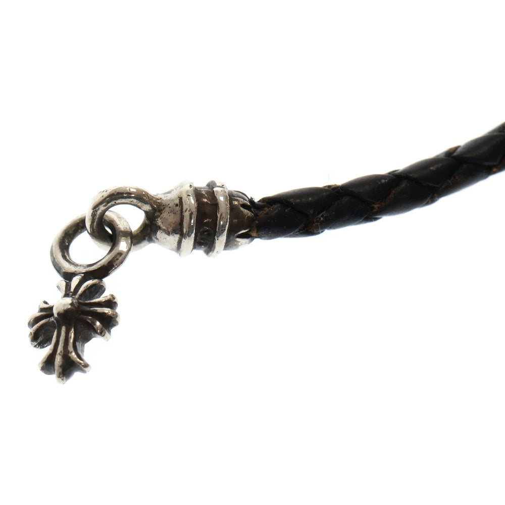 CHROME HEARTS(クロムハーツ) 携帯ストラップ CHプラススタックチャーム レザー携帯ストラップ シルバー/ブラック