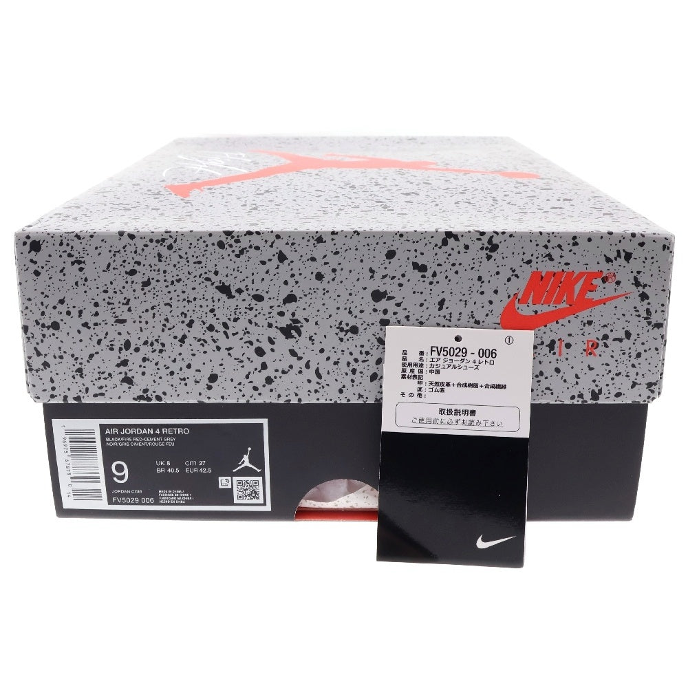 NIKE(ナイキ) Air Jordan 4 Retro Bred Reimagined エアジョーダン4 レトロ ブレッド リイマジンド ハイカットスニーカー ブラック/レッド FV5029-006 US9/27cm