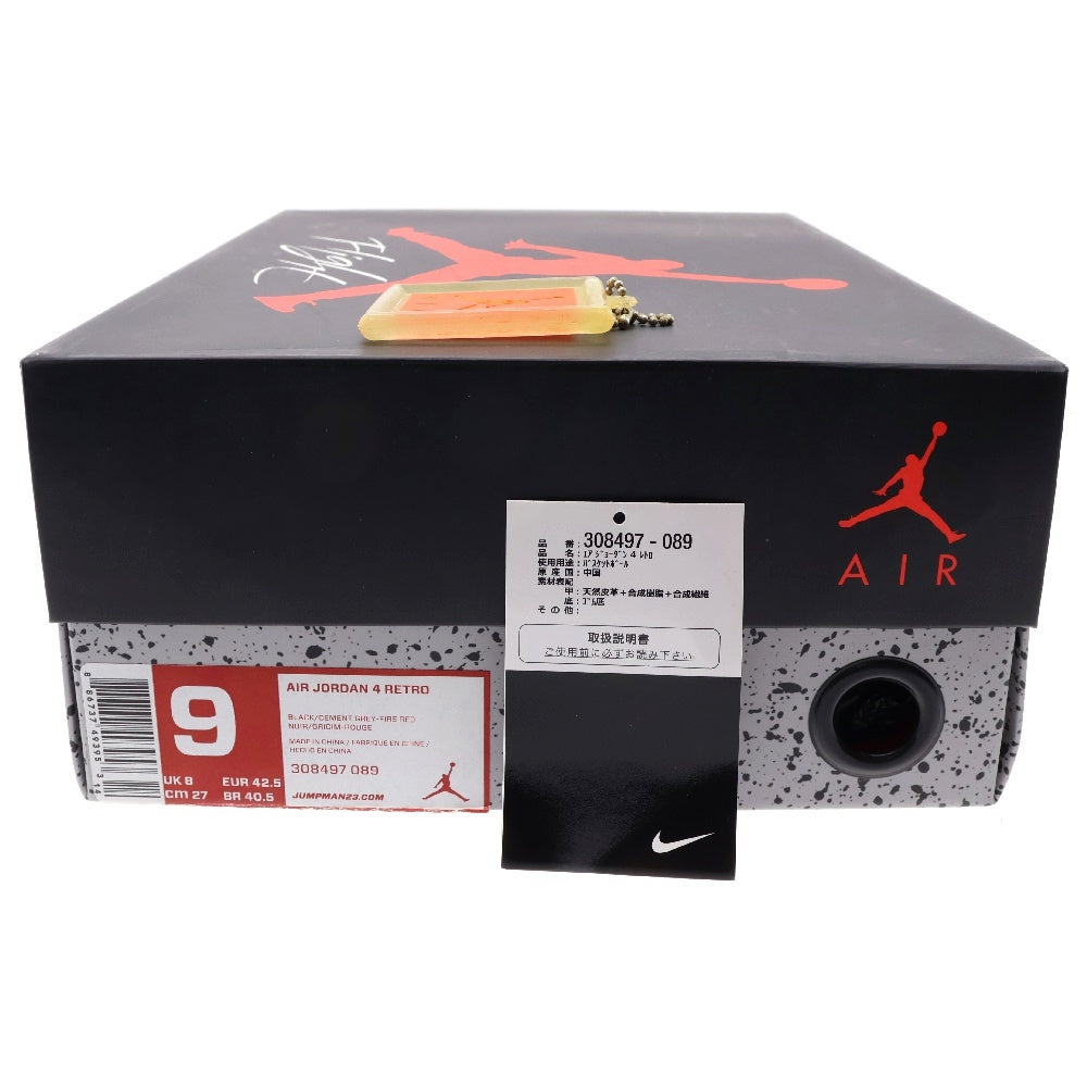 NIKE(ナイキ) 【観賞用 2011年製】AIR JORDAN 4 RETRO FIRE RED 308497-089 エアジョーダン4 レトロ ファイヤーレッド ハイカットスニーカー ブラック/レッド US9/27cm
