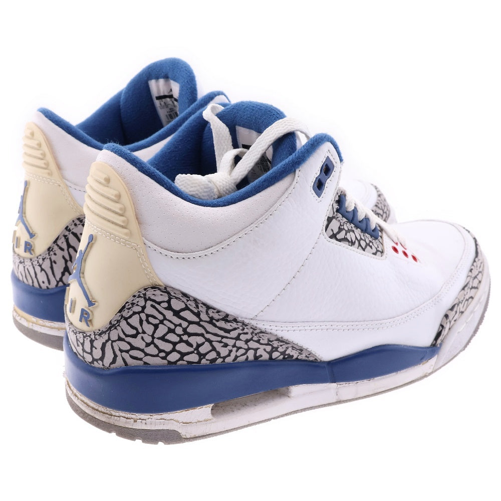 NIKE(ナイキ) 【観賞用 2011年製】AIR JORDAN 3 RETRO TRUE BLUE 2011 136064-104 エアジョーダン3 レトロ トゥルー ブルー ハイカットスニーカー ホワイト US8.5/26.5cm