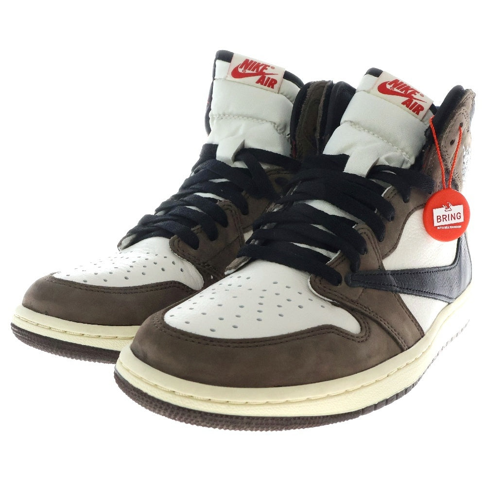 NIKE(ナイキ) ×TRAVIS SCOTT AIR JORDAN 1 RETRO HIGH OG TS SP CD4487-100 トラヴィススコット エアジョーダン1 ハイカットスニーカー ブラウン/ホワイト US9/27cm