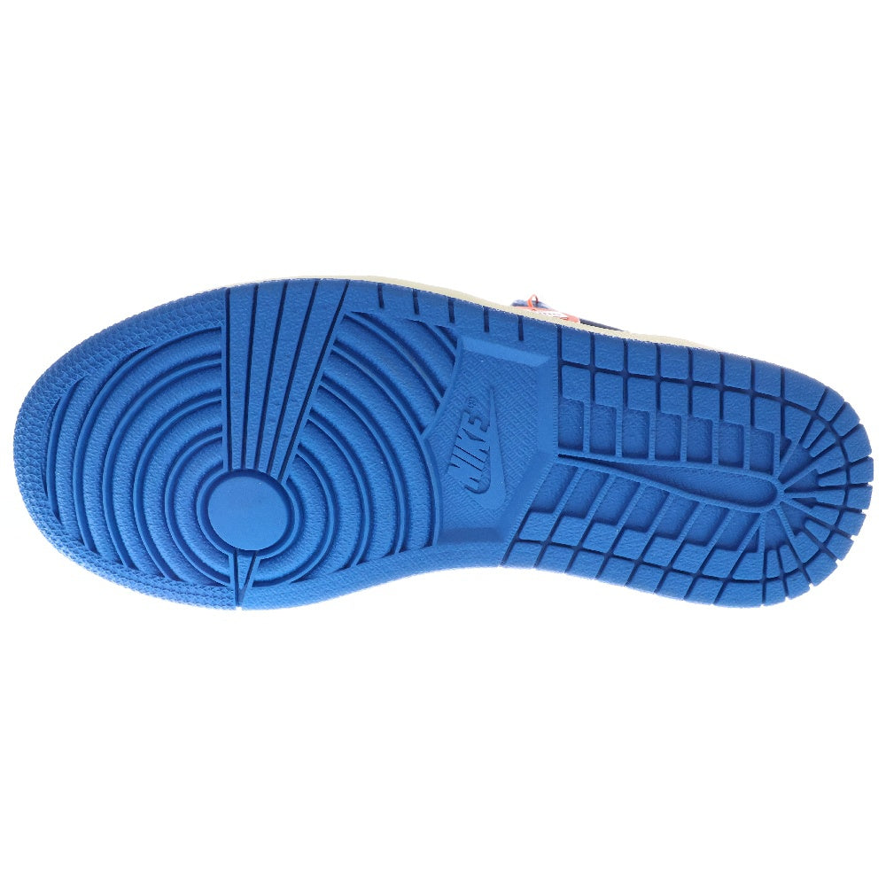 NIKE(ナイキ) ナイキ × トラヴィススコット フラグメント エアジョーダン1 ハイカットスニーカー ホワイト/ブルー US7/25cm DH3227-105