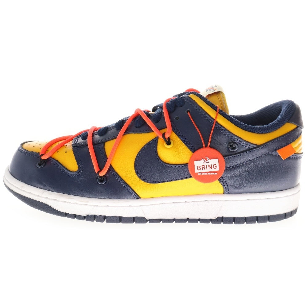 NIKE(ナイキ) ×OFF-WHITE DUNK LOW LTHR CT0856-700 オフホワイト ダンク ローカットスニーカー ユニバーシティゴールド ミシガン US10/28cm イエロー/ネイビー