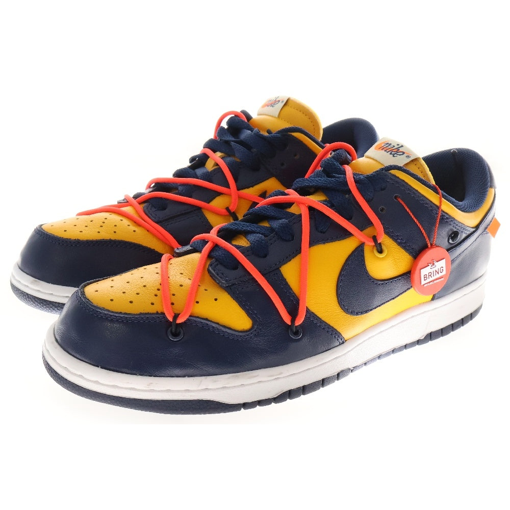 NIKE(ナイキ) ×OFF-WHITE DUNK LOW LTHR CT0856-700 オフホワイト ダンク ローカットスニーカー ユニバーシティゴールド ミシガン US10/28cm イエロー/ネイビー