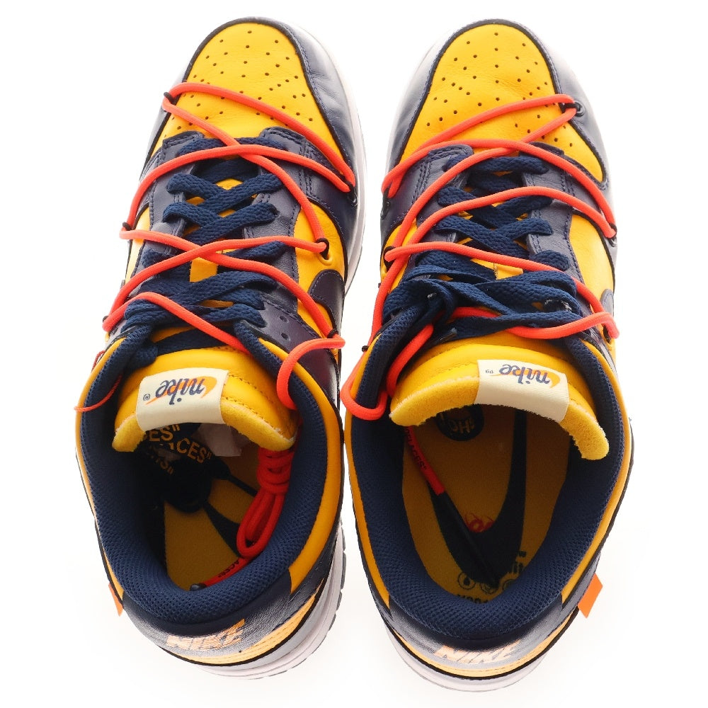 NIKE(ナイキ) ×OFF-WHITE DUNK LOW LTHR CT0856-700 オフホワイト ダンク ローカットスニーカー ユニバーシティゴールド ミシガン US10/28cm イエロー/ネイビー