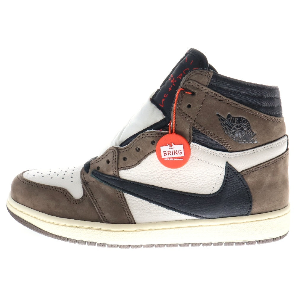 NIKE(ナイキ) ×TRAVIS SCOTT AIR JORDAN 1 HIGH OG TS SP CD4487-100 トラヴィススコット エアジョーダン1 ハイカットスニーカー ブラウン/ホワイト US8.5/26.5cm