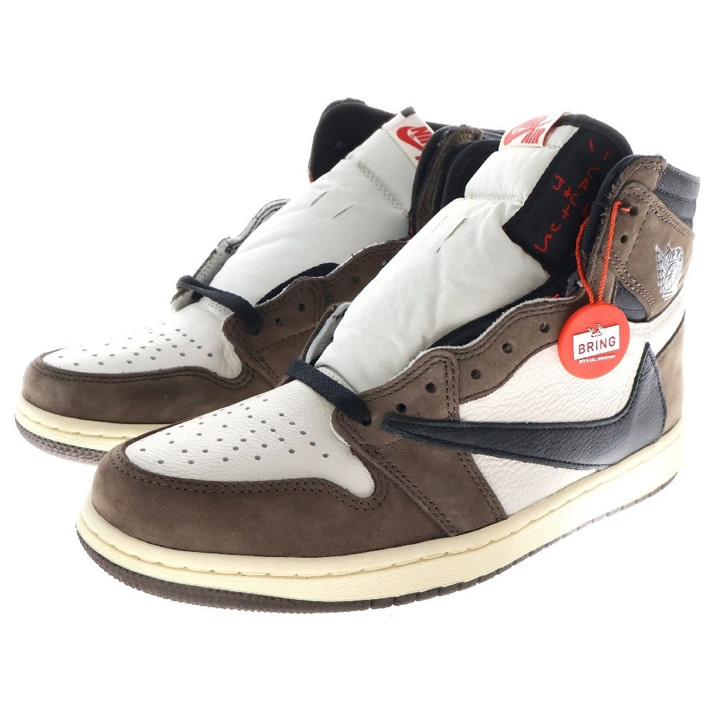 NIKE(ナイキ) ×TRAVIS SCOTT AIR JORDAN 1 HIGH OG TS SP CD4487-100 トラヴィススコット エアジョーダン1 ハイカットスニーカー ブラウン/ホワイト US8.5/26.5cm