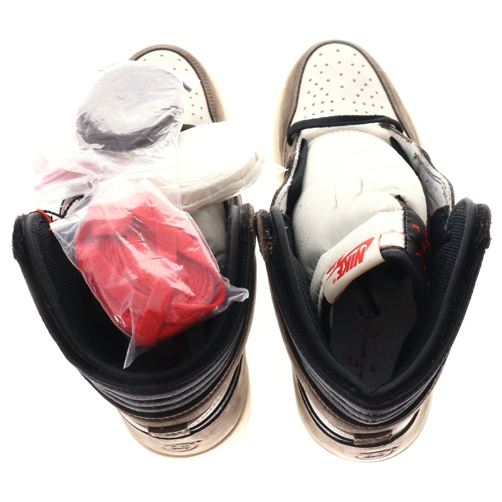 NIKE(ナイキ) ×TRAVIS SCOTT AIR JORDAN 1 HIGH OG TS SP CD4487-100 トラヴィススコット エアジョーダン1 ハイカットスニーカー ブラウン/ホワイト US8.5/26.5cm