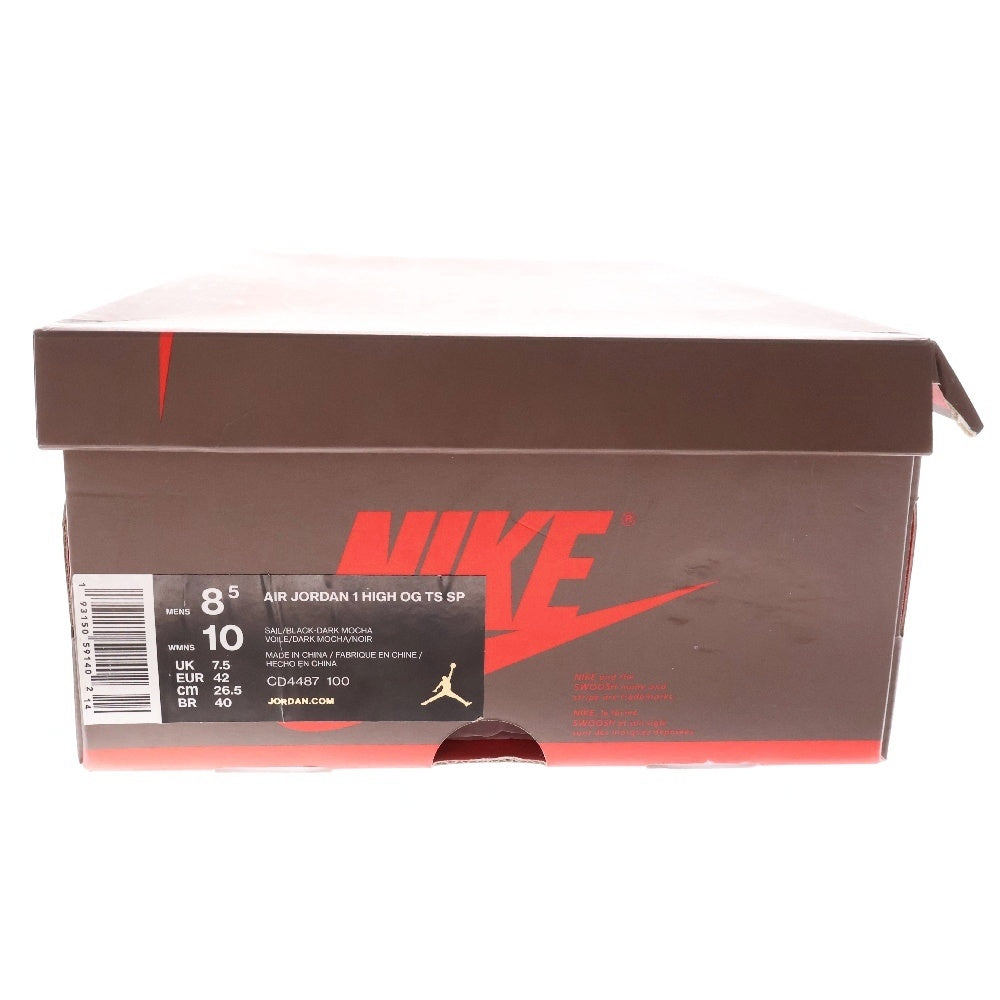 NIKE(ナイキ) ×TRAVIS SCOTT AIR JORDAN 1 HIGH OG TS SP CD4487-100 トラヴィススコット エアジョーダン1 ハイカットスニーカー ブラウン/ホワイト US8.5/26.5cm