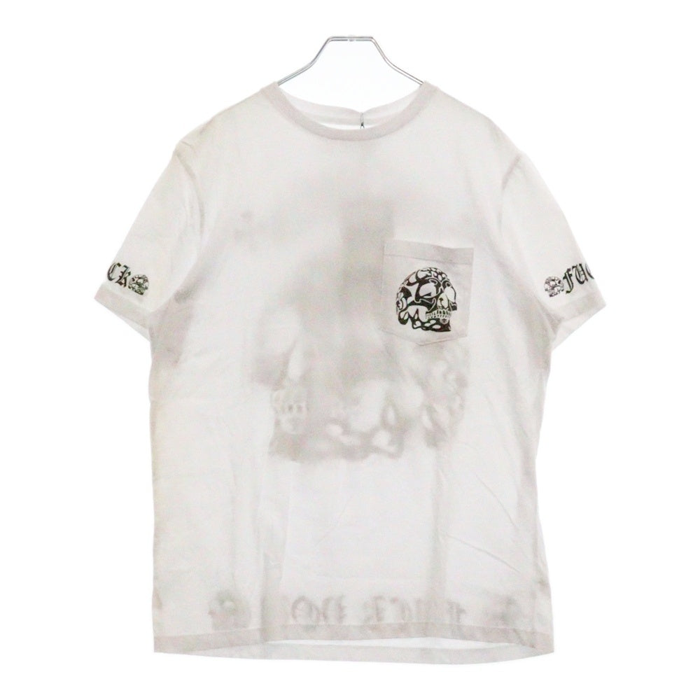 A&G(エーアンドジー) スカルプリント半袖Tシャツ ホワイト