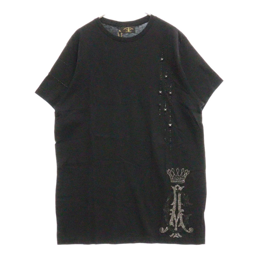 CHRISTIAN AUDIGIER(クリスチャンオードジェー) スタッズ装飾バックラインストーン半袖Tシャツ ブラック