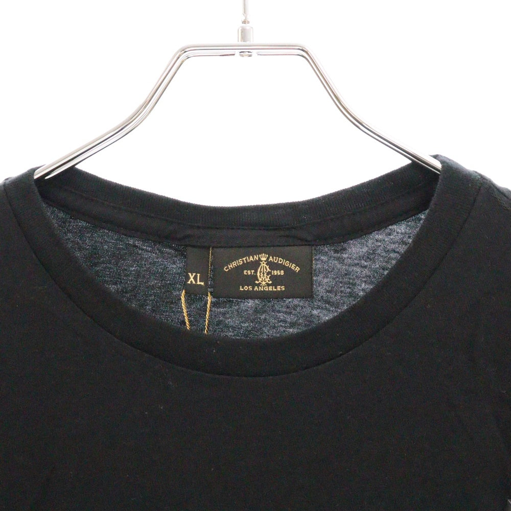 CHRISTIAN AUDIGIER(クリスチャンオードジェー) スタッズ装飾バックラインストーン半袖Tシャツ ブラック