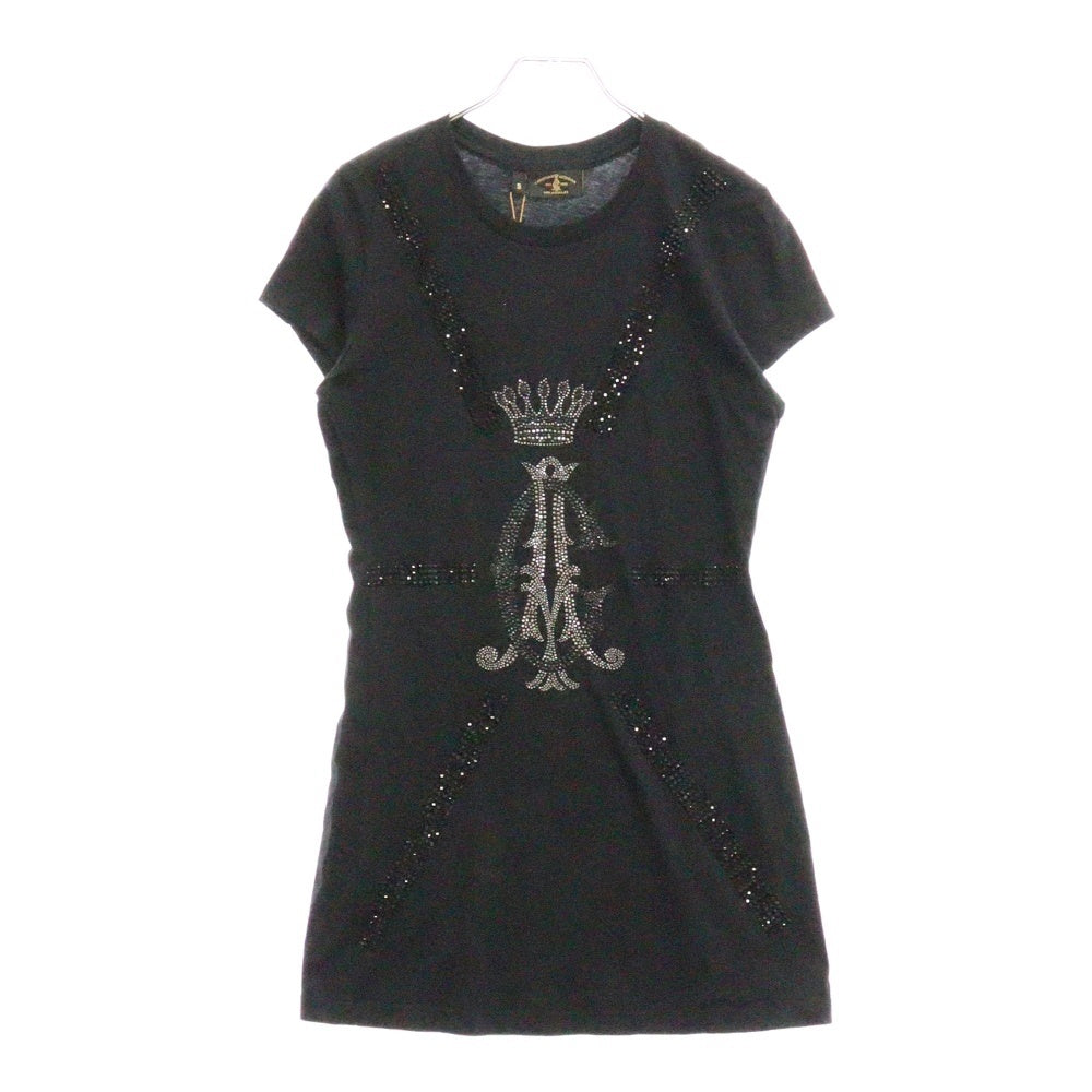 CHRISTIAN AUDIGIER(クリスチャンオードジェー) ショルダーラインストーン半袖Tシャツ レディース ブラック