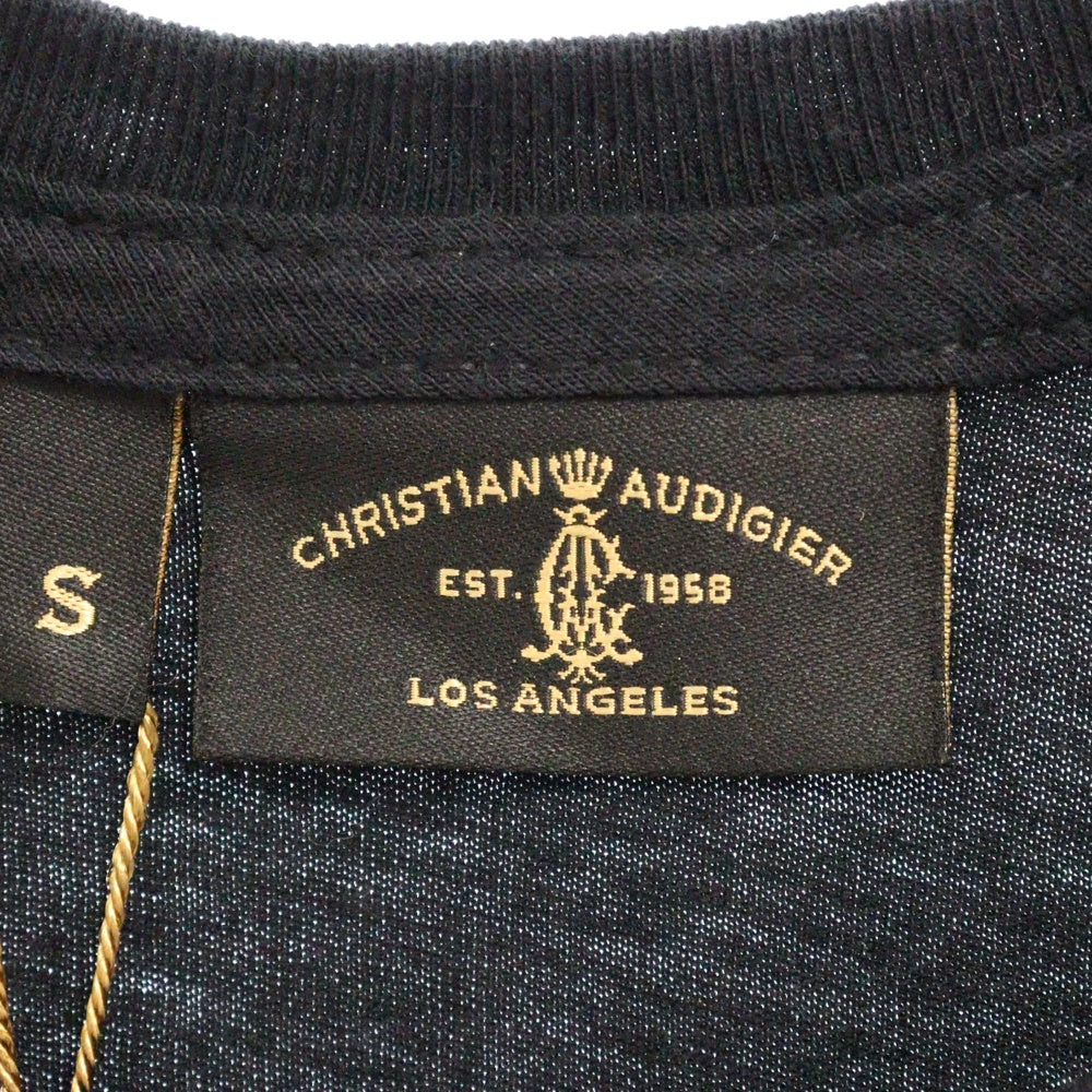 CHRISTIAN AUDIGIER(クリスチャンオードジェー) ショルダーラインストーン半袖Tシャツ レディース ブラック