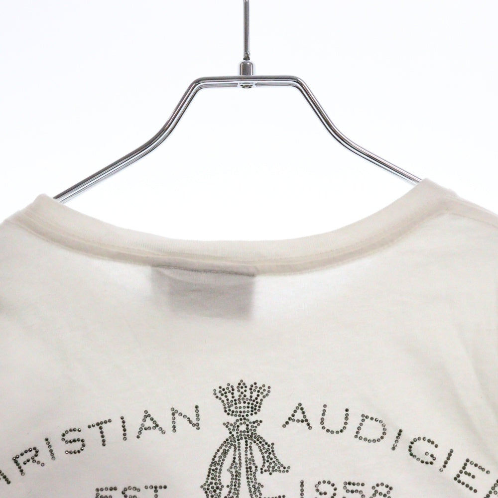 CHRISTIAN AUDIGIER(クリスチャンオードジェー) チェーン装飾パンサーラインストーン半袖Tシャツ ホワイト