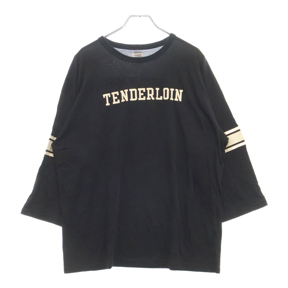 TENDERLOIN(テンダーロイン) 七分丈フットボールクルーネックTシャツ ブラック