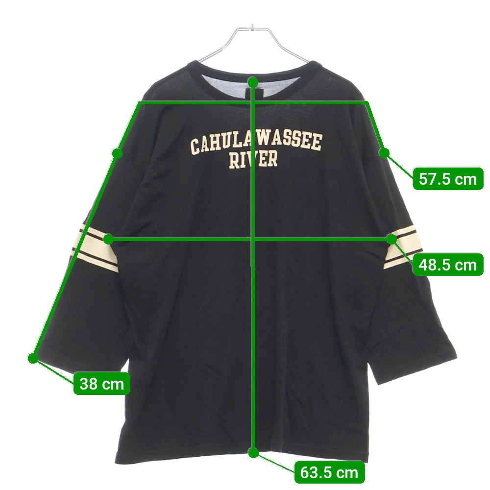 TENDERLOIN(テンダーロイン) 七分丈フットボールクルーネックTシャツ ブラック