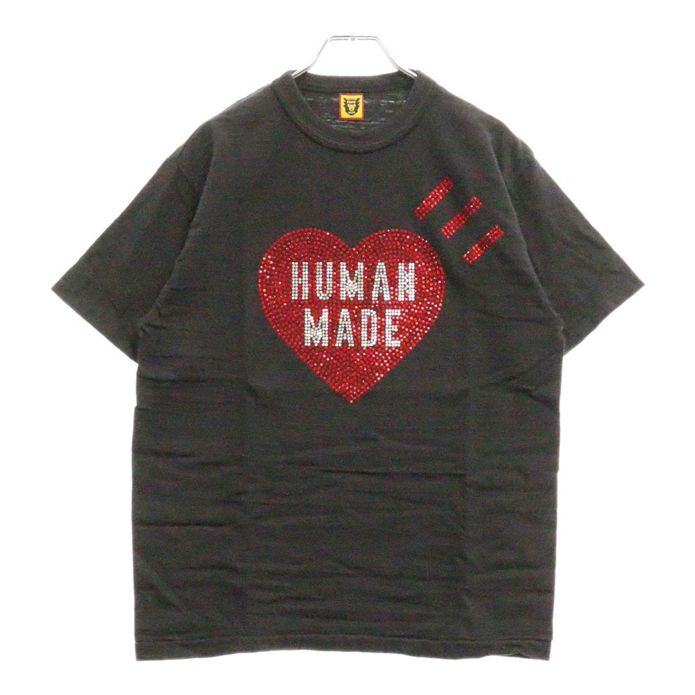 HUMAN MADE(ヒューマンメイド) CRYSTAL HEART T-SHIRT クリスタルロゴ装飾半袖Tシャツ ブラック