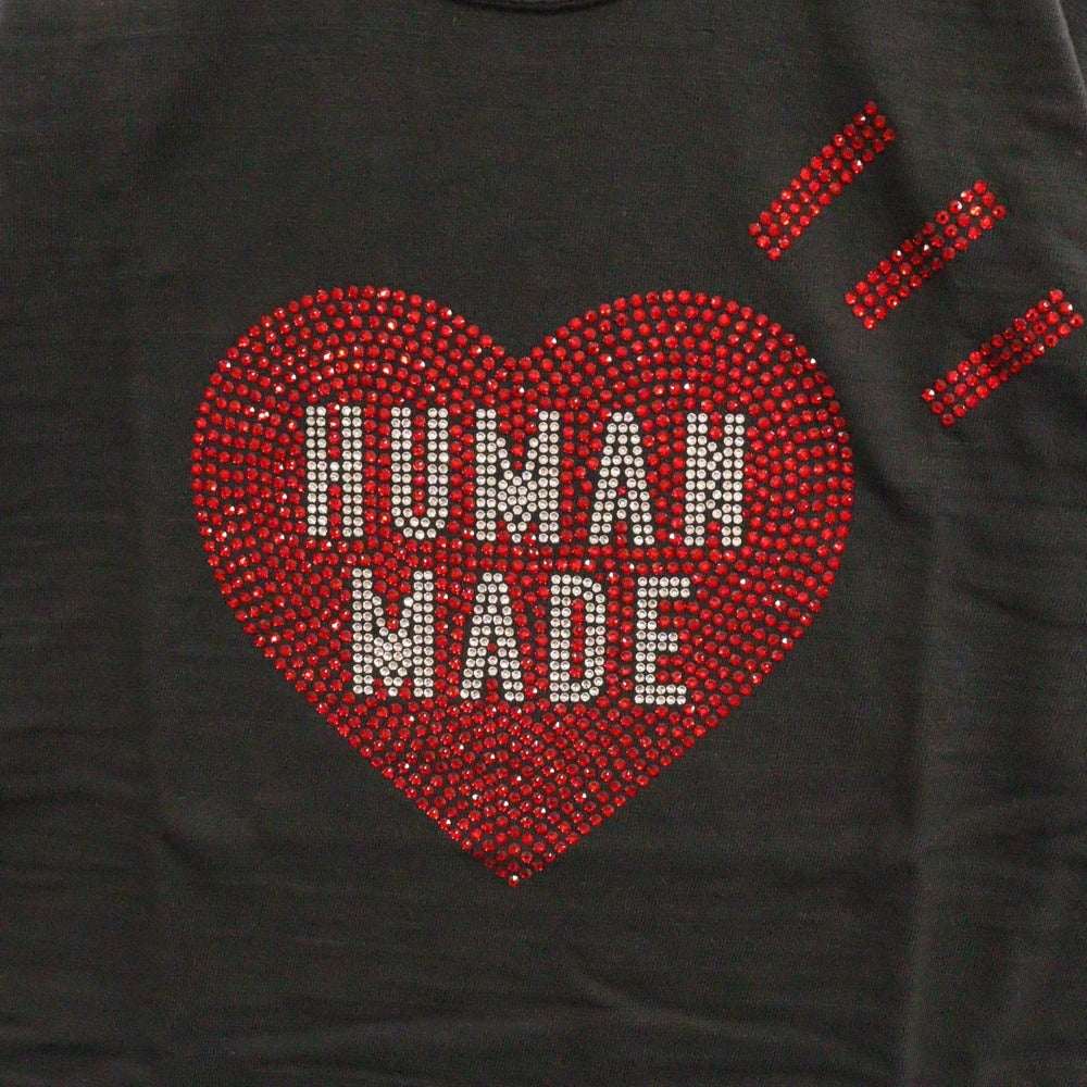 HUMAN MADE(ヒューマンメイド) CRYSTAL HEART T-SHIRT クリスタルロゴ装飾半袖Tシャツ ブラック