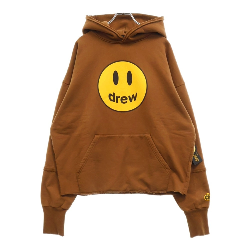 drew house(ドリューハウス) DECONSTRUCTED MASCOT HOODIE ダメージ加工ロゴプリントプルオーバーパーカー ブラウン