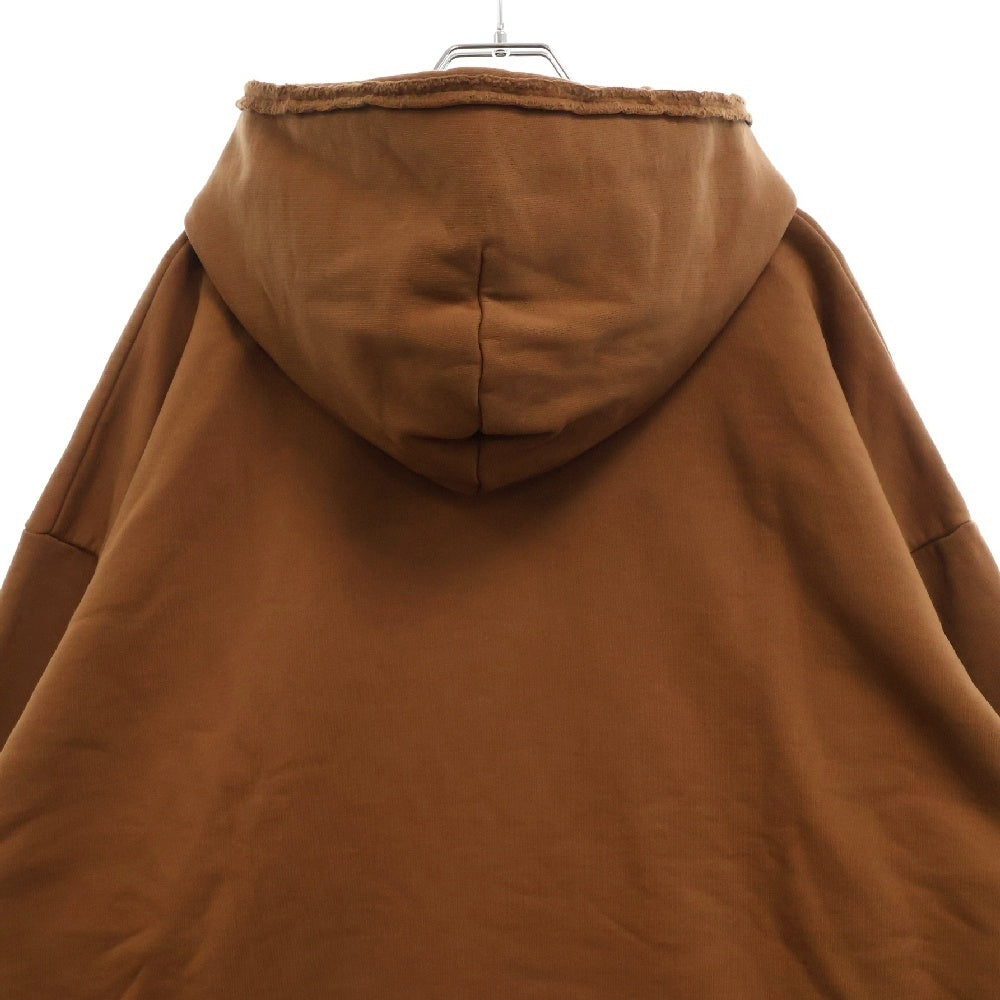drew house(ドリューハウス) DECONSTRUCTED MASCOT HOODIE ダメージ加工ロゴプリントプルオーバーパーカー ブラウン