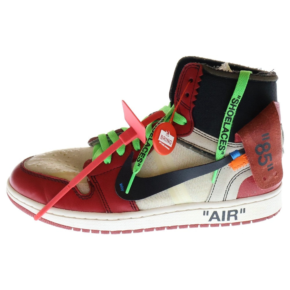 NIKE(ナイキ) ×OFF-WHITE THE 10 AIR JORDAN 1 CHICAGO AA3834-101 オフホワイト ザテン エアジョーダン1 シカゴ ハイカットスニーカー ホワイト/レッド US9/27cm