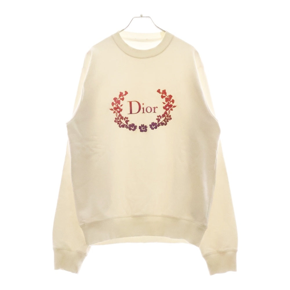 Christian Dior(クリスチャンディオール) 23SS Logo Embroidered Crewneck Sweatshirt ロゴ刺繍エンブロイダリークルーネックスウェットトレーナー 313J699A0531 ホワイト