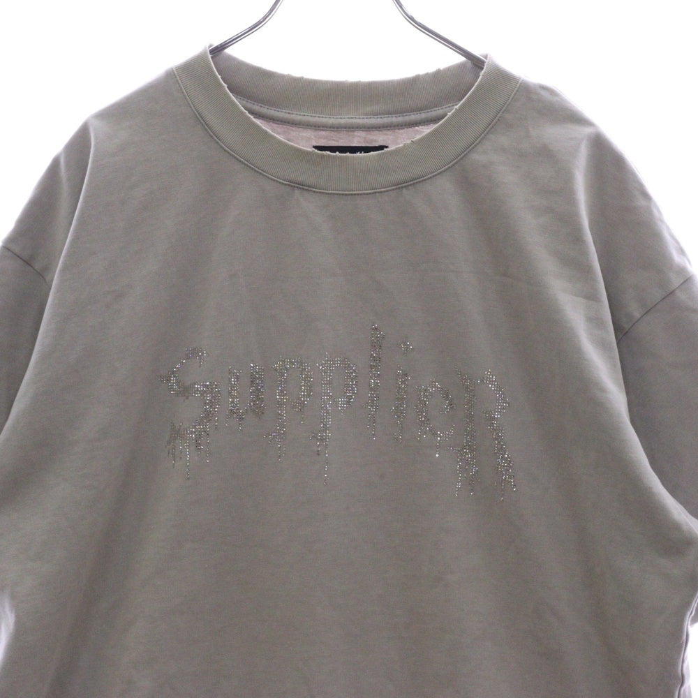 SUPPLIER(サプライヤ) ラインストーン 半袖Tシャツ カットソー グレー