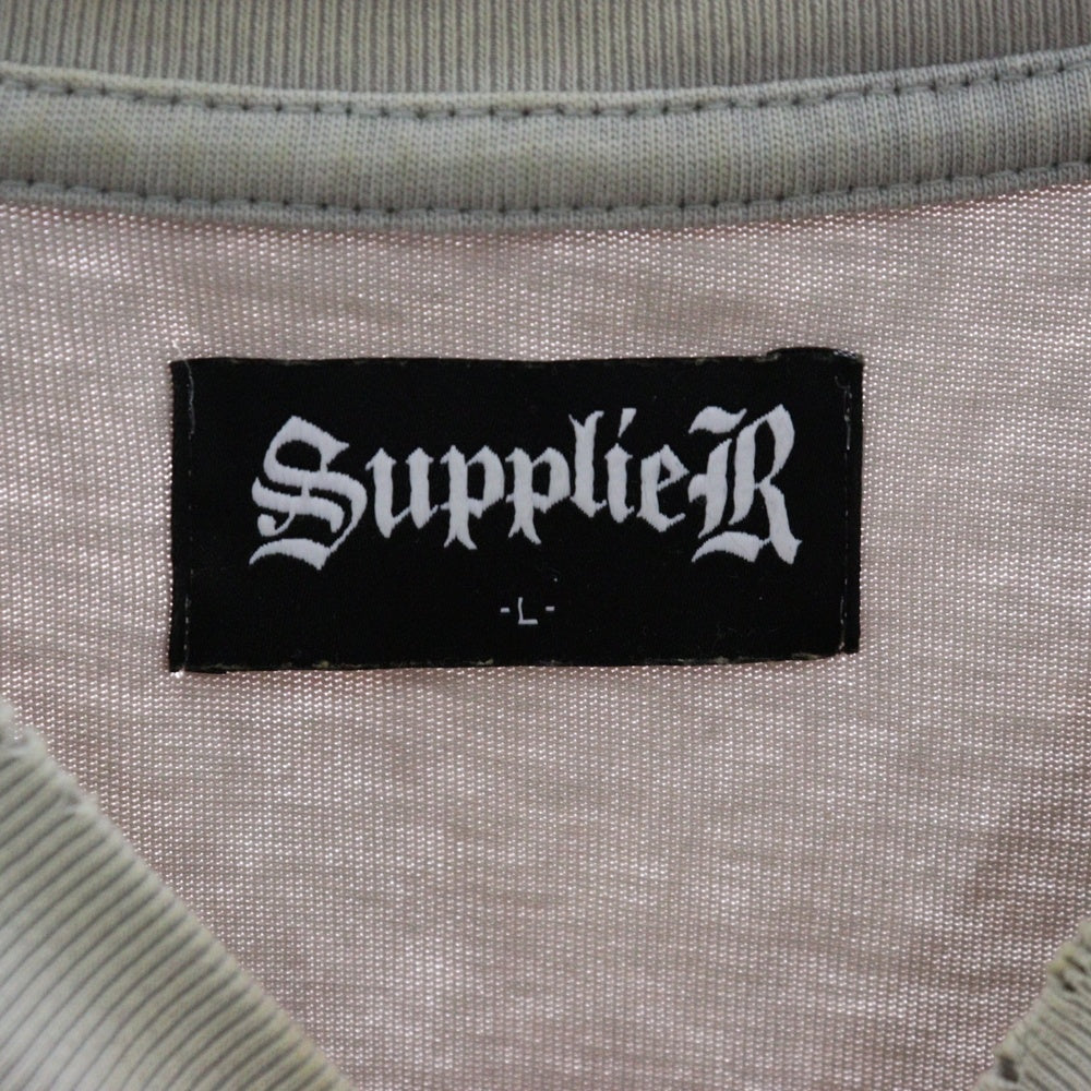SUPPLIER(サプライヤ) ラインストーン 半袖Tシャツ カットソー グレー