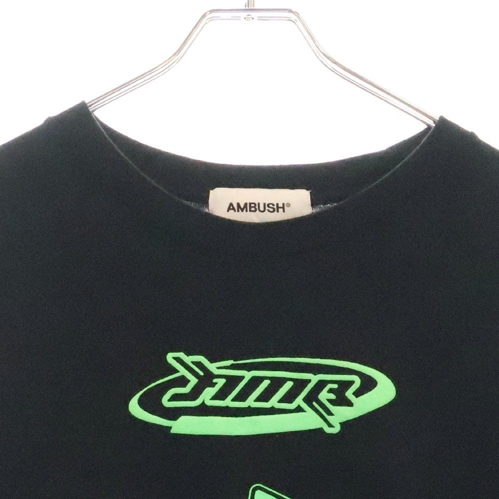 AMBUSH(アンブッシュ) 23SS MIX LONG SLEEVE T-SHIRT BMAB023S23JER001 レイヤード プリント クルーネック 長袖Tシャツ カットソー ブラック