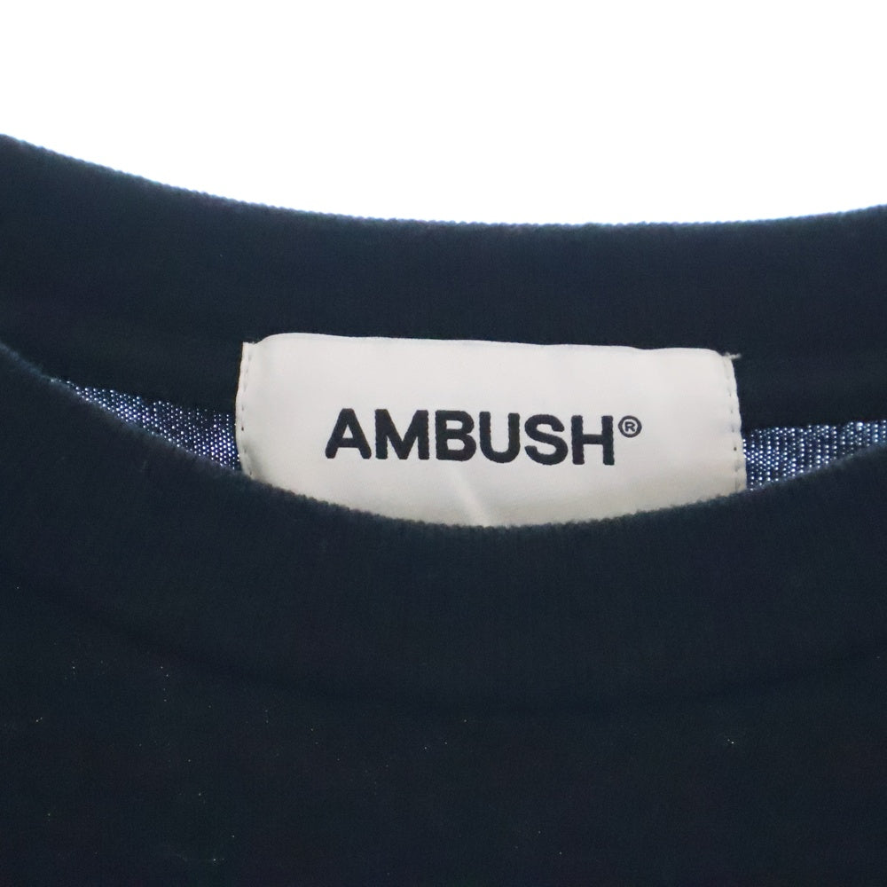 AMBUSH(アンブッシュ) 23SS MIX LONG SLEEVE T-SHIRT BMAB023S23JER001 レイヤード プリント クルーネック 長袖Tシャツ カットソー ブラック