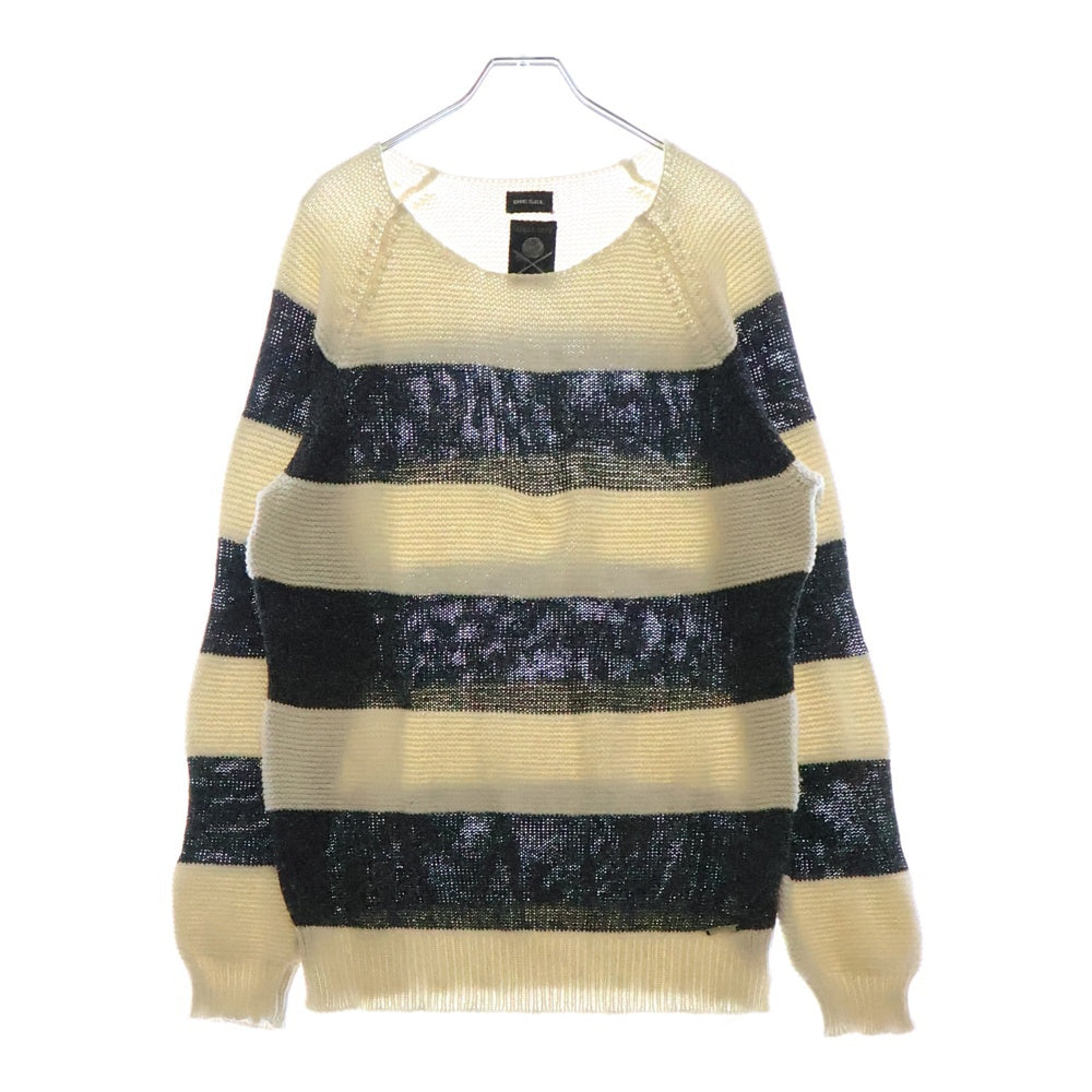 DIESEL(ディーゼル) コットン アクリル混 クルーネック ボーダーニット セーター ブラック/ホワイト