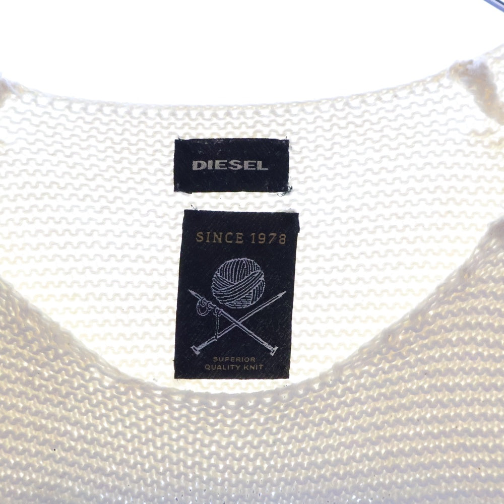 DIESEL(ディーゼル) コットン アクリル混 クルーネック ボーダーニット セーター ブラック/ホワイト