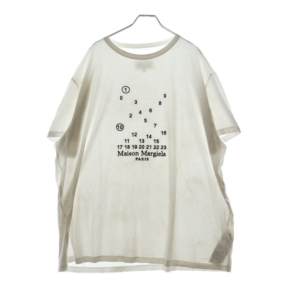 Maison Margiela(メゾンマルジェラ) 22AW カレンダーグラフィック ロゴ 刺繍 クルーネック 半袖Tシャツ カットソー ホワイト S50GC0684 S22816