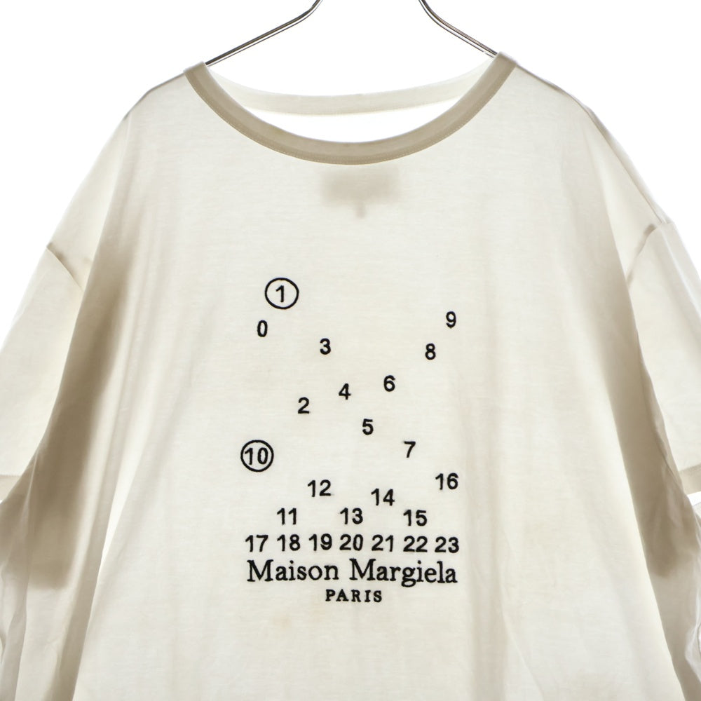 Maison Margiela(メゾンマルジェラ) 22AW カレンダーグラフィック ロゴ 刺繍 クルーネック 半袖Tシャツ カットソー ホワイト S50GC0684 S22816